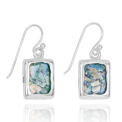 Classic Square Style Roman Glass Earrings